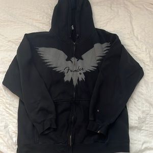 Vintage Fender Guitar Zip up Sweatshirt Hoodie